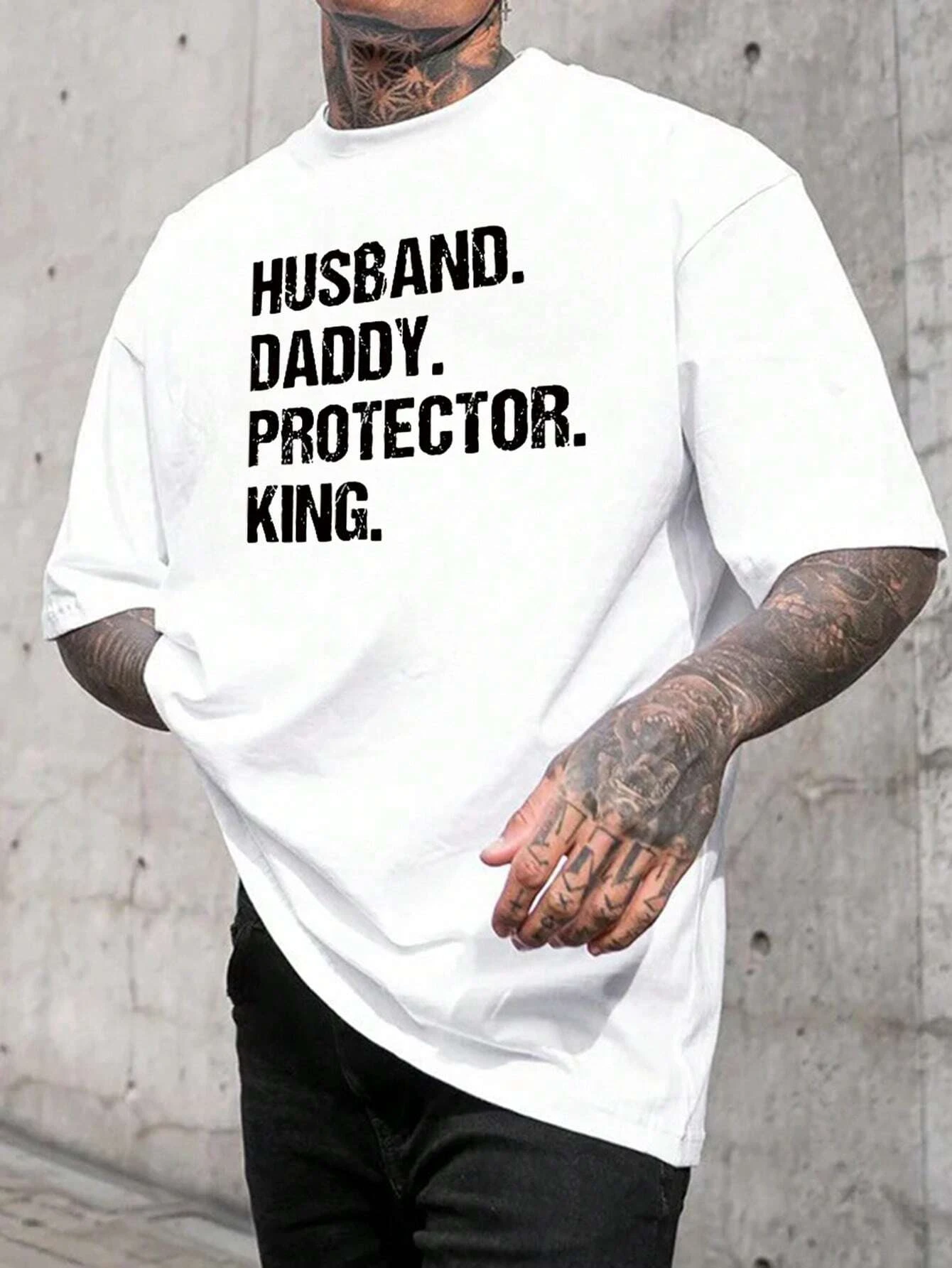 Husband Daddy Men Cotton T-shirt Luxury Brand Fashion Big Size Rap Top Casual Short Sleeve Streetwear Classic New Arrival Tee