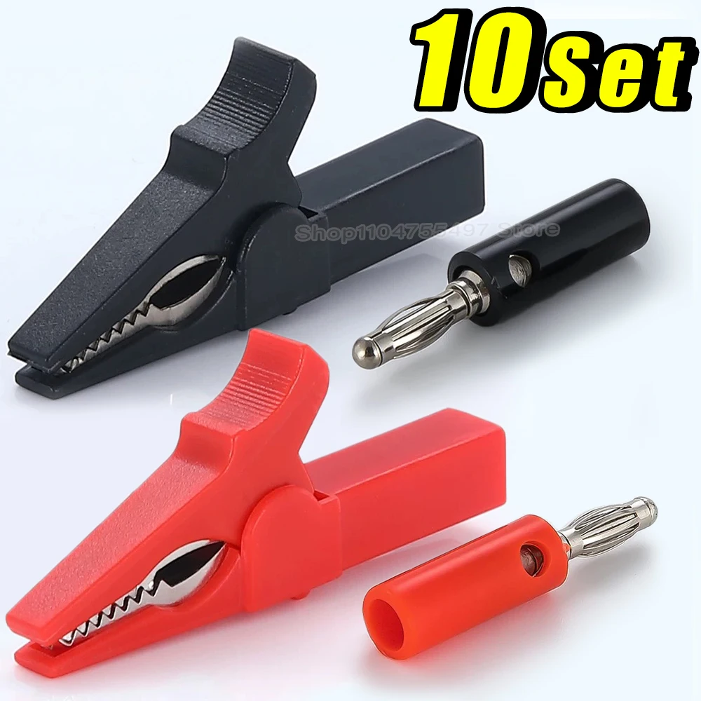 

Alligator Clip with Banana Plugs Set No Welding Fully Insulated Safety Electrical Test Crocodile Clips Connector for Multimeter