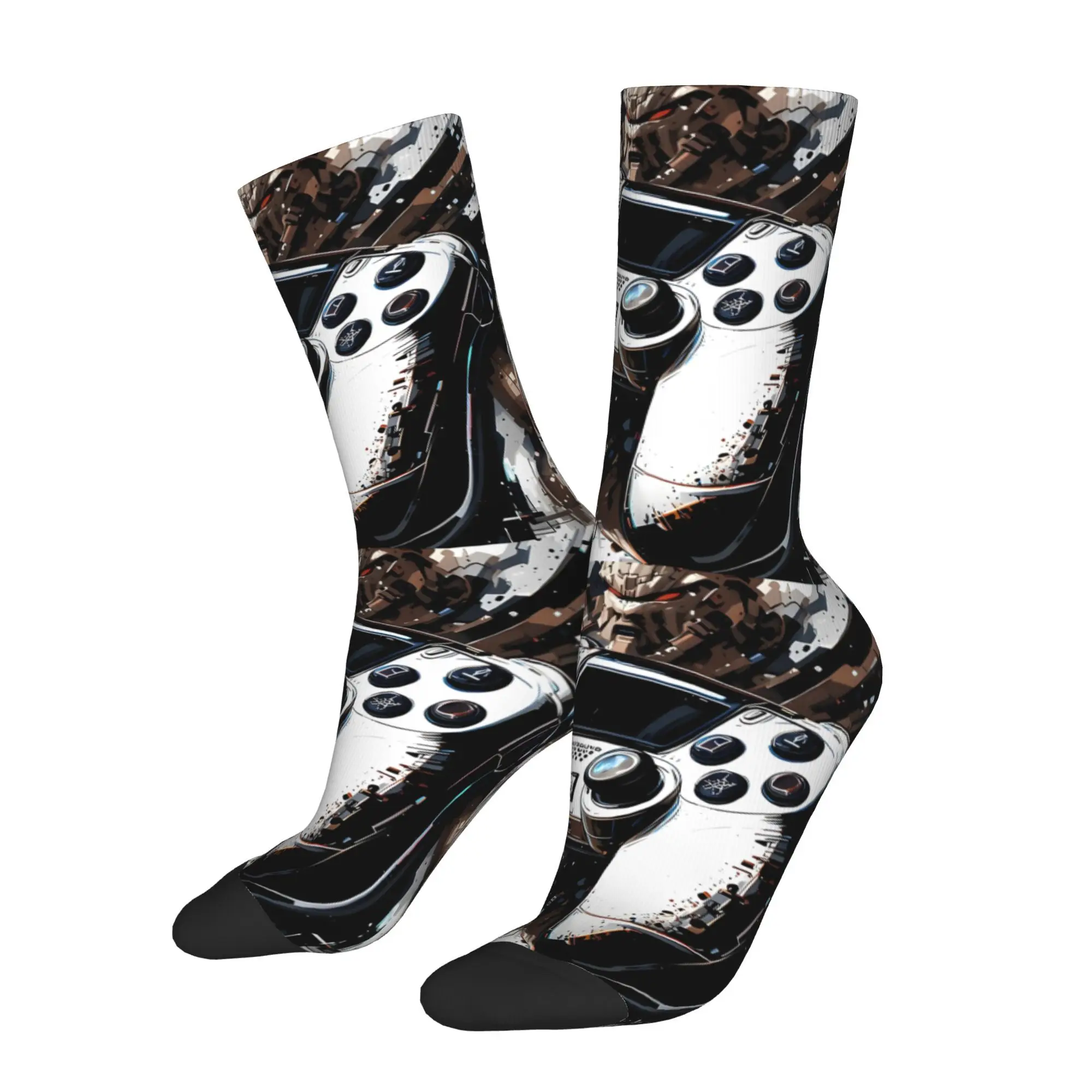 

Game Pad Pigment Color Controller Cycling Crew Socks for Men Moisture Novelty All Season Sports Socks