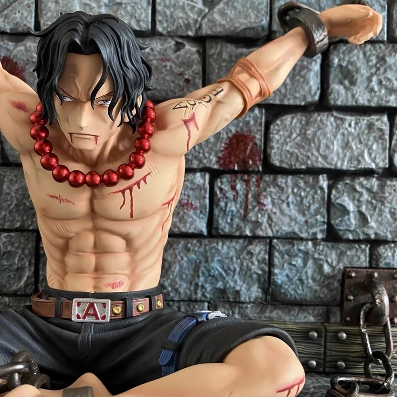 One Piece Portgas·D·Ace 22 cm Actionfigur Whitebeard Pirates Captain Second Team Gefängnis Anime Sammlermodell Spielzeug Geschenk