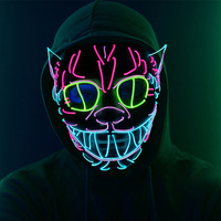 Halloween Party Cosplay Supplies Luminous LED Animal Mask Neon Light Cat Mask Glowing Colorful Full Face Mask