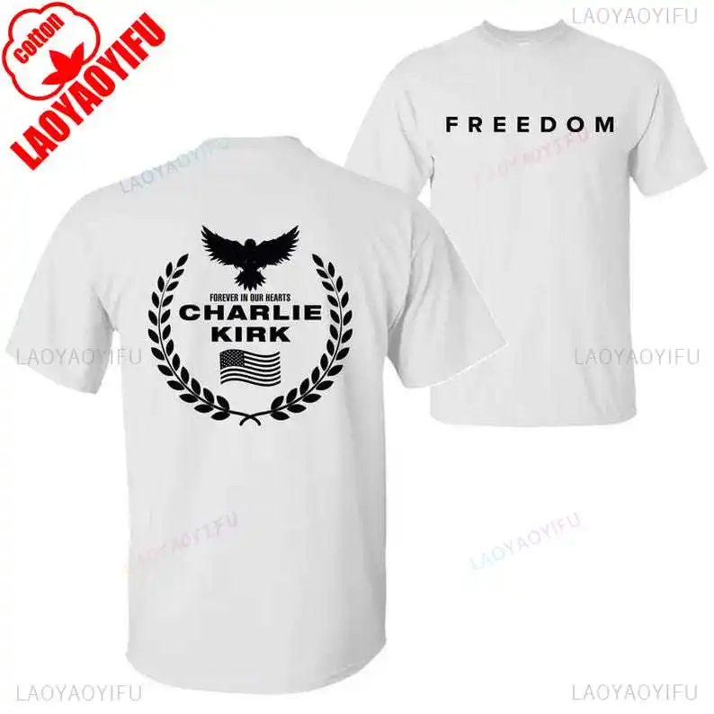 Charlie Kirk Freedom Shirt, Tribute Memorial American Hero Shirt Patriotic Activism Shirt  Harajuku Graphic T Shirts Streetwear image 4