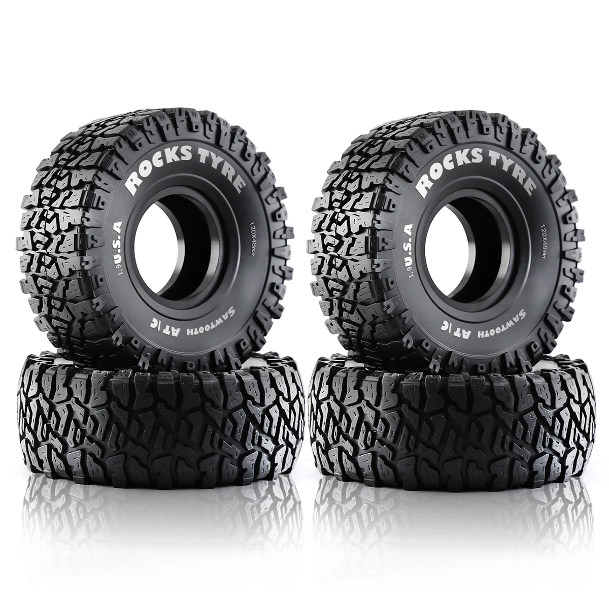 1.9 RC Crawler Tires With Foam Insert Rubber Mud Tyres 120mm For 1/10 RC Crawler Car SCX10 TRX4 CC01 Gen8 RC4WD 4PCS