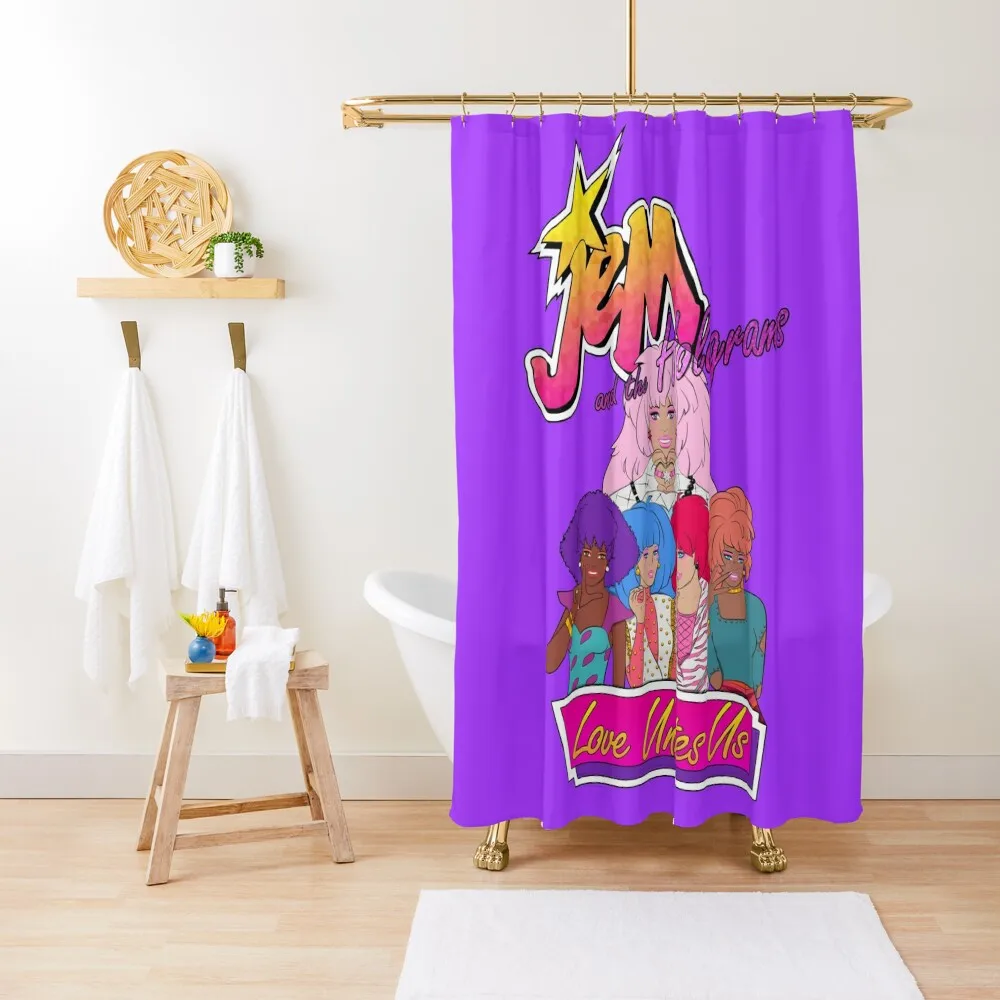 

Love Unites Us - Jem and the Holograms Shower Curtain In The Bathroom Anime Bathroom Waterproof Shower And Anti-Mold Curtain