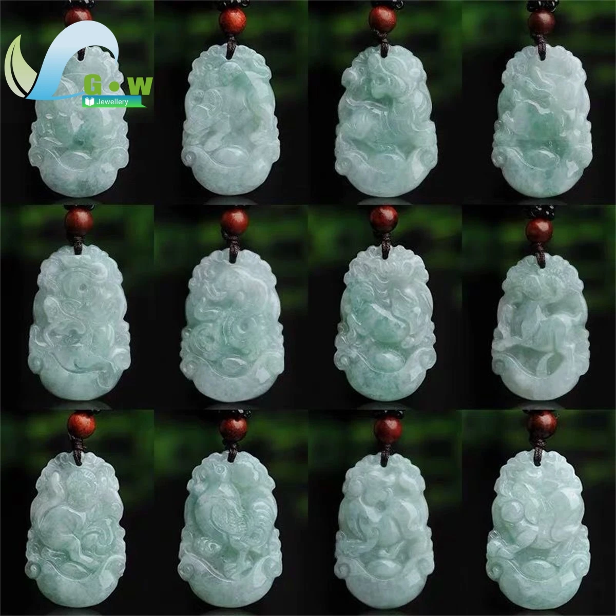 Natural Burmese Jade Carved Pendant Twelve Zodiac Jewelry Mascot Women Men Fashion Best Selling Holiday Gift Lovers Necklace