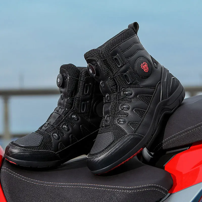 

Men's Motorcycle Shoes 2025 New Microfiber Waterproof Motocross Protective Boots Men Motos Riding Boots Motorcycle Accessories