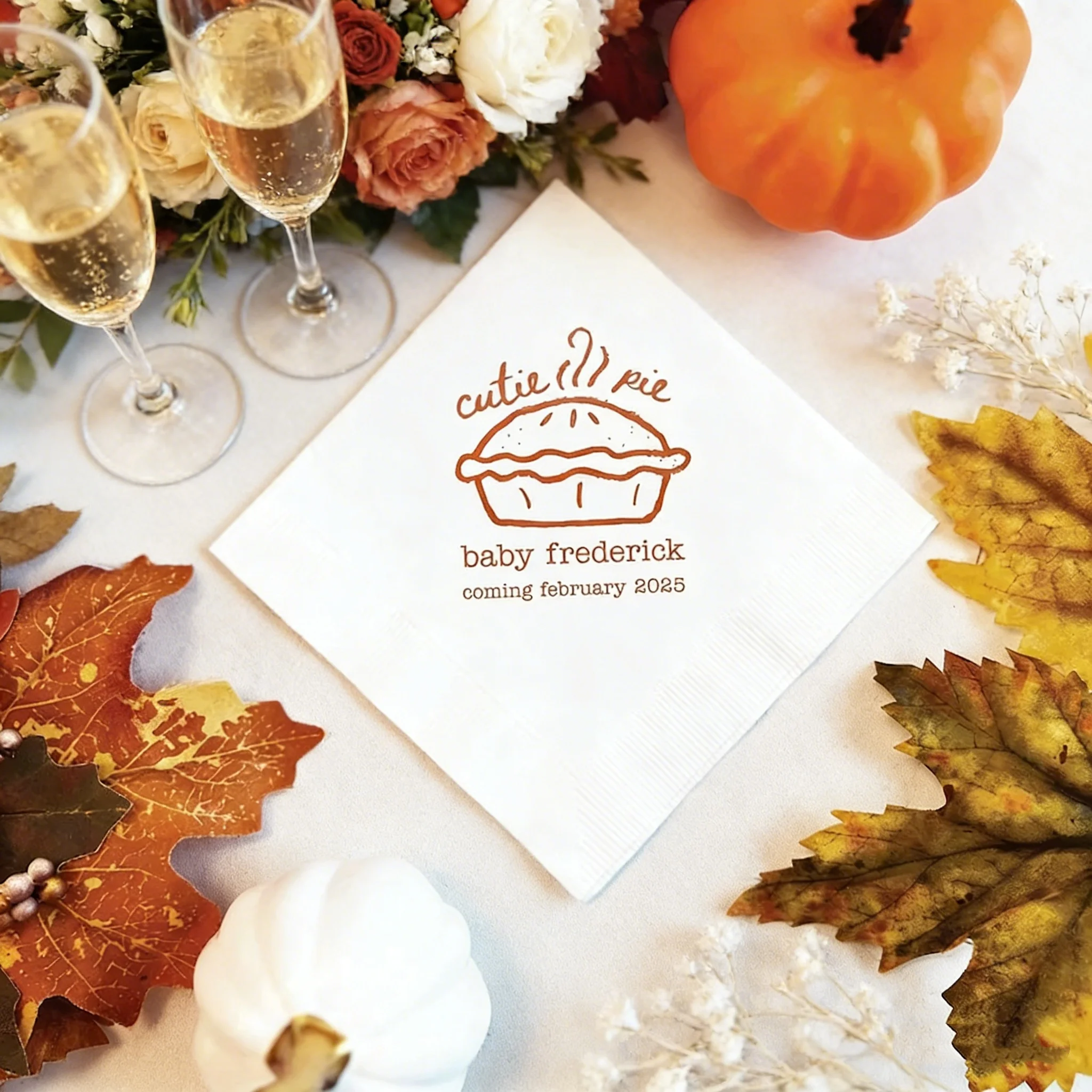 

50 шт. персонализированных салфеток с фольгированным тиснением для осеннего детского праздника, украшения для определения пола ребенка