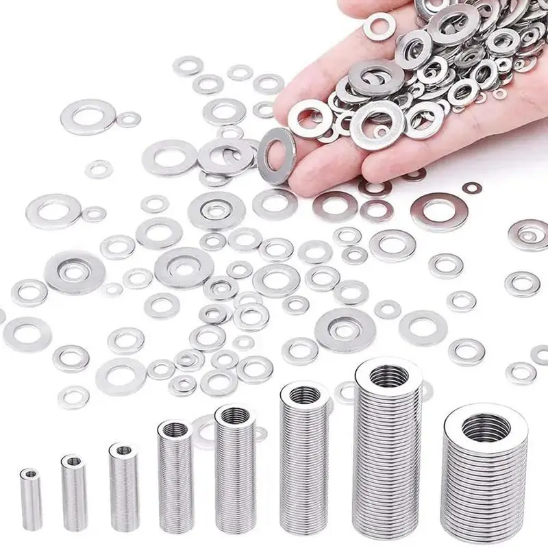 180PCS Washer Assortment Stainless Steel Washers For Screws Fender Washers Flat Washers Rust Free 8 Sizes Hardware Assortment