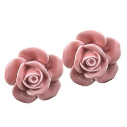 2Pcs Door Knob Gold Decor Ceramic Handle Rose Cupboard Knobs Pull Crystal Drawer Cupboard Cabinet Drawer Door Knobs Pull Handle