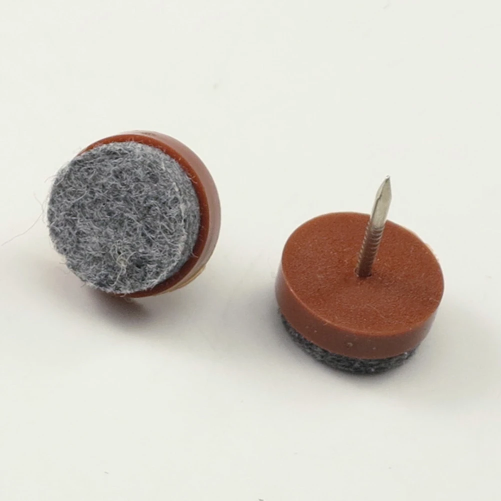 

40pcs 24Mm Felt Furniture Glides Metal Screw Floor Protectors Chair Leg Caps Brown Sliders For Parquet Laminate Wood Non-Slip