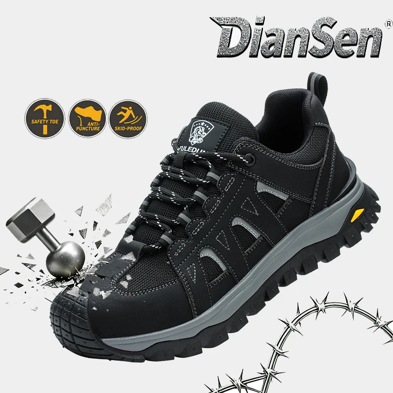

Men's Work Safety Boots Steel Toe Work Boots Puncture Proof Air Cushion Work Sneakers Non-Slip Industrial Protective Footwear