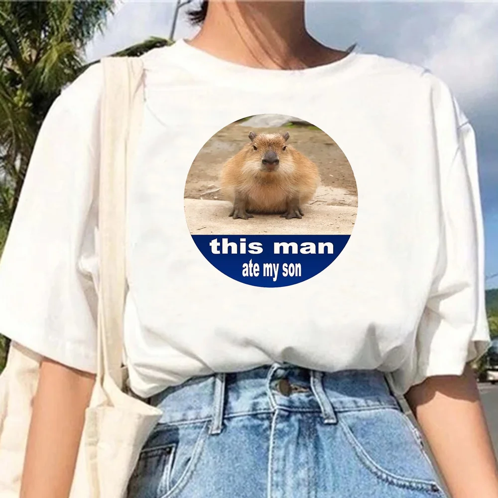 Capybara t-shirts women summer harajuku Tee female comic graphic harajuku clothing