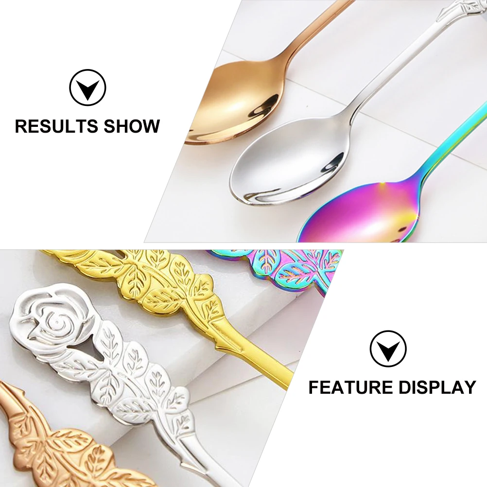 

6 Pcs Coffee Spoon Stainless Steel Creative Teaspoon Demitasse Matte Rose Mixing Kitchen Supply Durability Practical