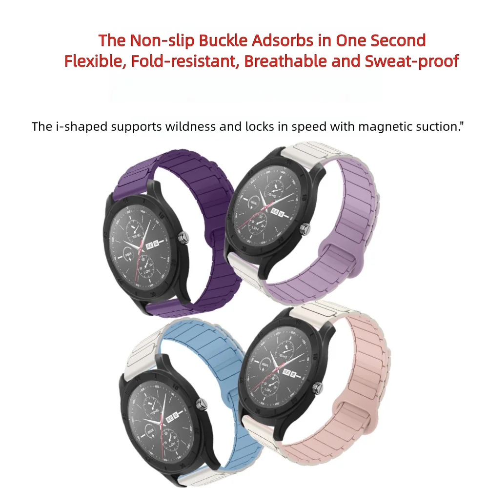 Pulsera magnética de 22mm para Huawei Watch GT Cyber Armor estilo hebilla estable correa de reloj de silicona suave de liberación rápida hombres mujeres