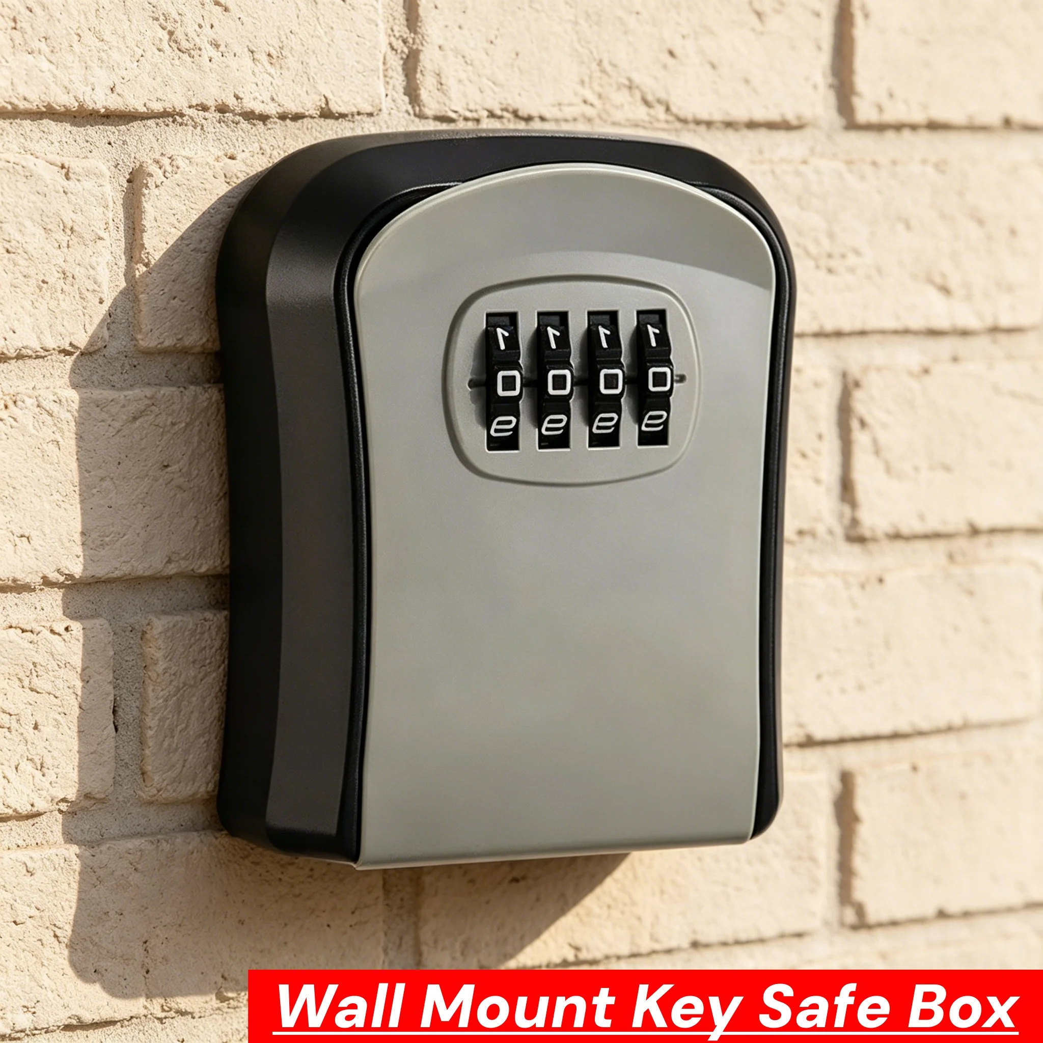 Wall Mount 4 Digit Password Key Storage Box Plastic Safe Key Lock Box Outdoor Security Key Holder for Home Front Door/Apartment