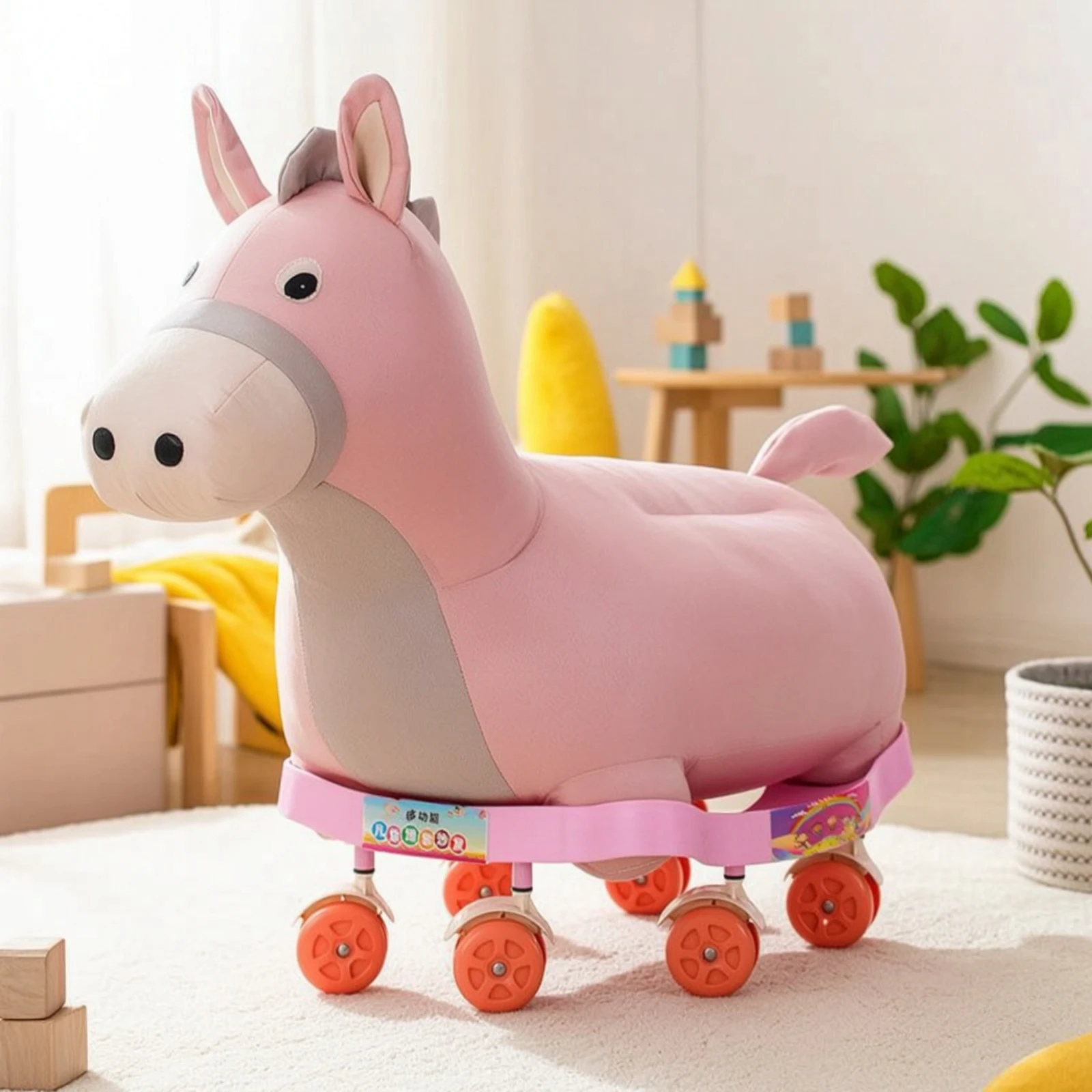 Cushy Rolling Seat Comfortable Padded Rolling Stool Upholstered Stool with Wheels Low-Height Furniture Cushioned for Children view 3