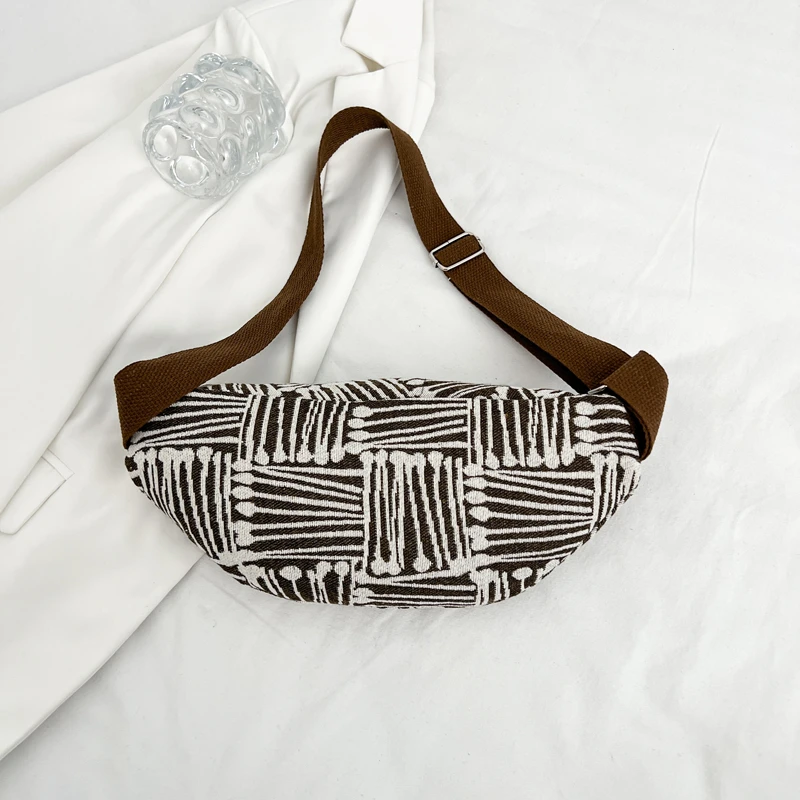 Geometryczna płócienna torba na talię Trend uliczny Fanny Pack Woman Chest Pack 2024 Torba na pas do ćwiczeń Modne damskie torby na ramię Crossbody — zdjęcie 6