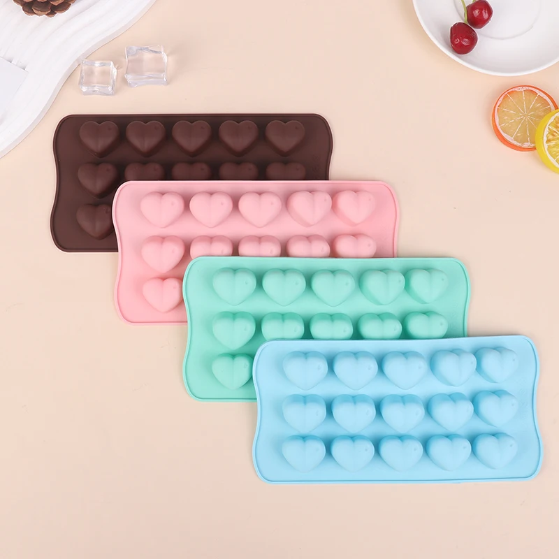 Nuovo stampo per cioccolato in silicone a forma di cuore a 15 fori, gelatina di San Valentino, sapone ghiacciato, caramelle, cioccolato, caramelle, torte, accessori da forno