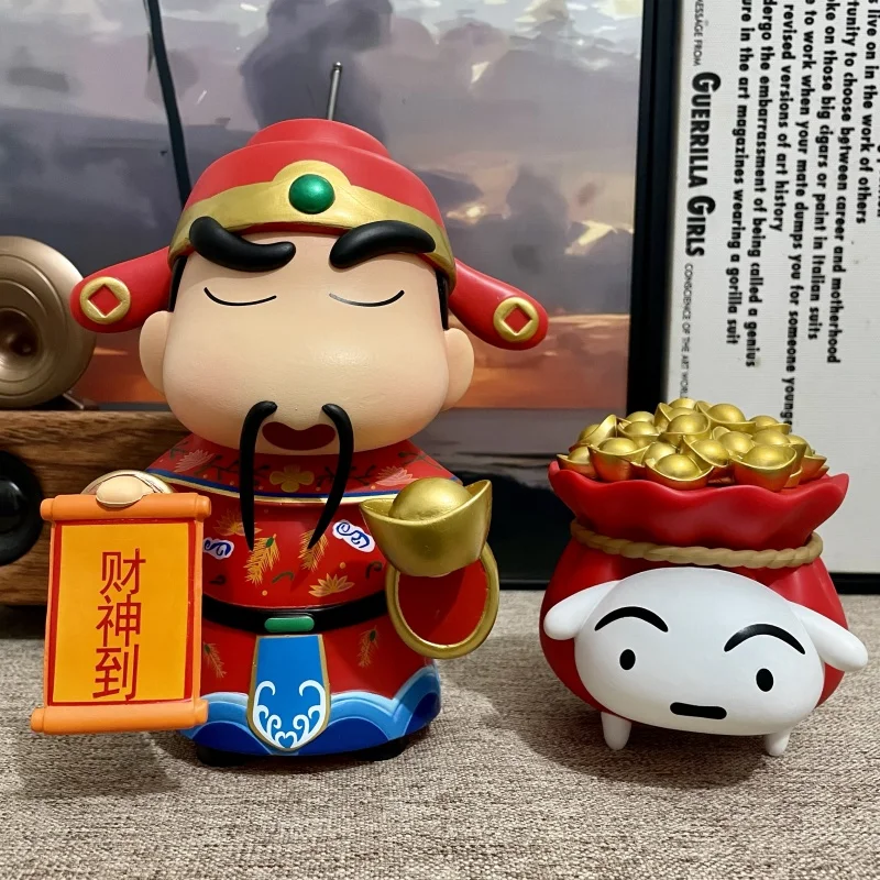 

New Anime The God Of Wealth Crayon Shin-Chan Figure Nohara Shiro Q Version Pvc Statue Model Collection Doll Decoration Kid Gift