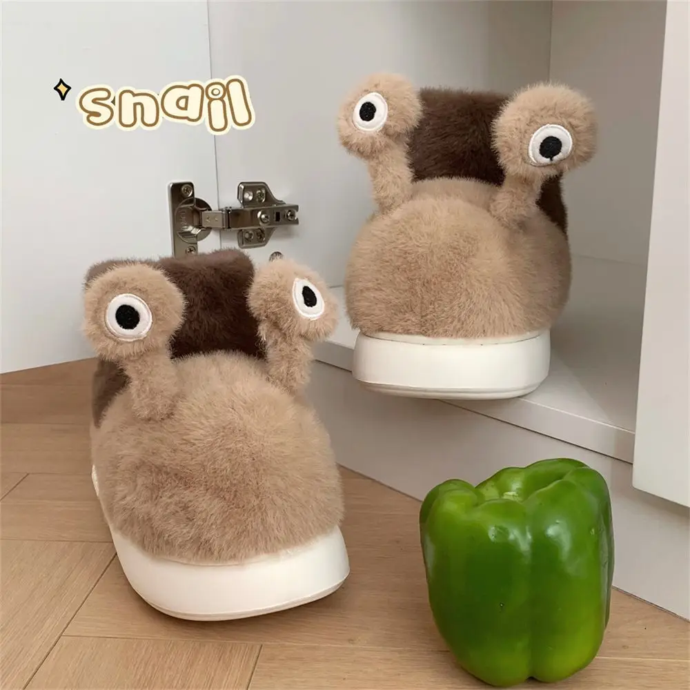 Unisex couples Fur Slides Brown Animal Comfort Slippers Home Men Stylish Plush Slipper Funny Snail Cotton Shoes