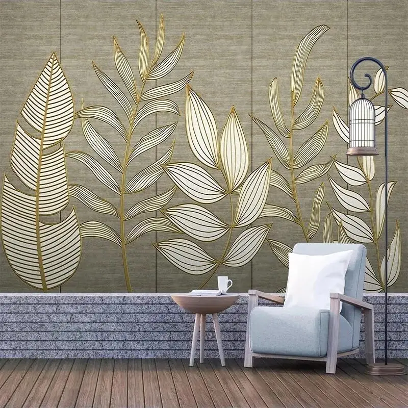 

Custom Mural Wallpaper Modern Style Plant Leaves Pattern Wall Decor Background Living Room TV Sofa Bedroom Creative Art Backdrop