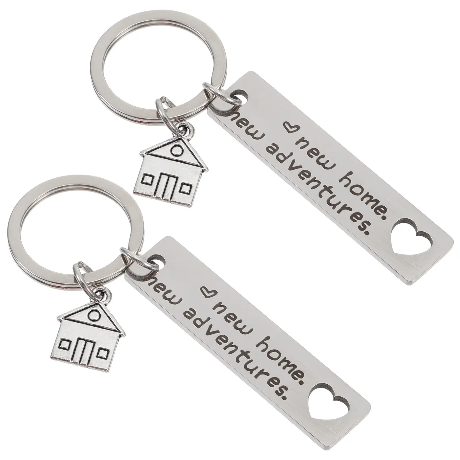 2Pcs Key Ring Holder Gift Set Stylish Stainless Steel Keychains for Car Keys Organization Bag Hanging Decoration
