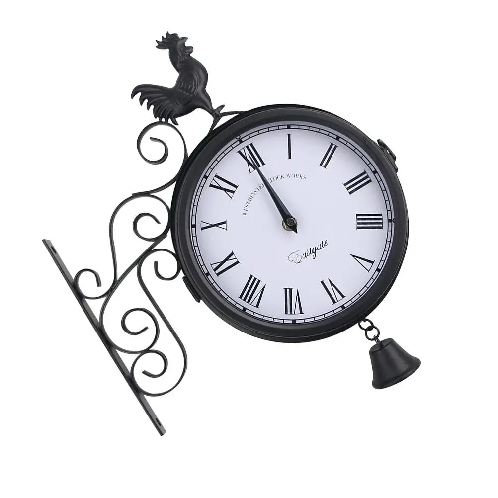 

Retro Metal Wall Clock Double Sided Silent Quartz Movement Requires 1 AA Household Decorative Bedroom Living Room Office