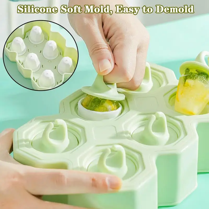 Ice Popsicle Molds Reusable Ice Cream Molds 6 Grid Easy Release Ice Cream Mold Ice Pop Maker for Snacks Popsicles Chocolate