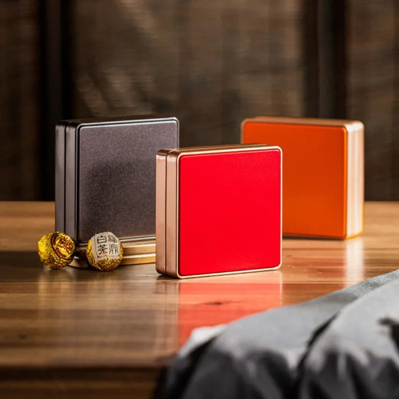 

Square Tinplate Tea Tins Box With Lid Dustproof Home Desktop Cosmetics Storage Tin For Candy Coffee Jewelry Chocolate Container
