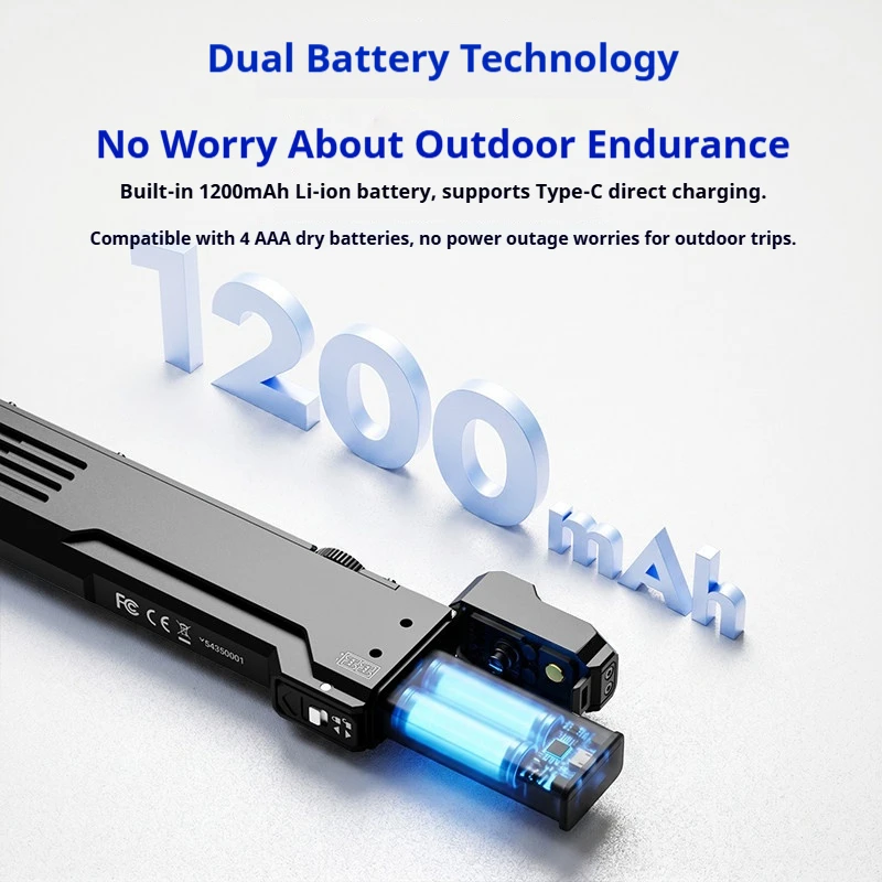 Wuben X5 Flashlight Ultra Slim Portable High Brightness Strong Light Three Sources Rechargeable 1200mAh Type C Laser Outdoor
