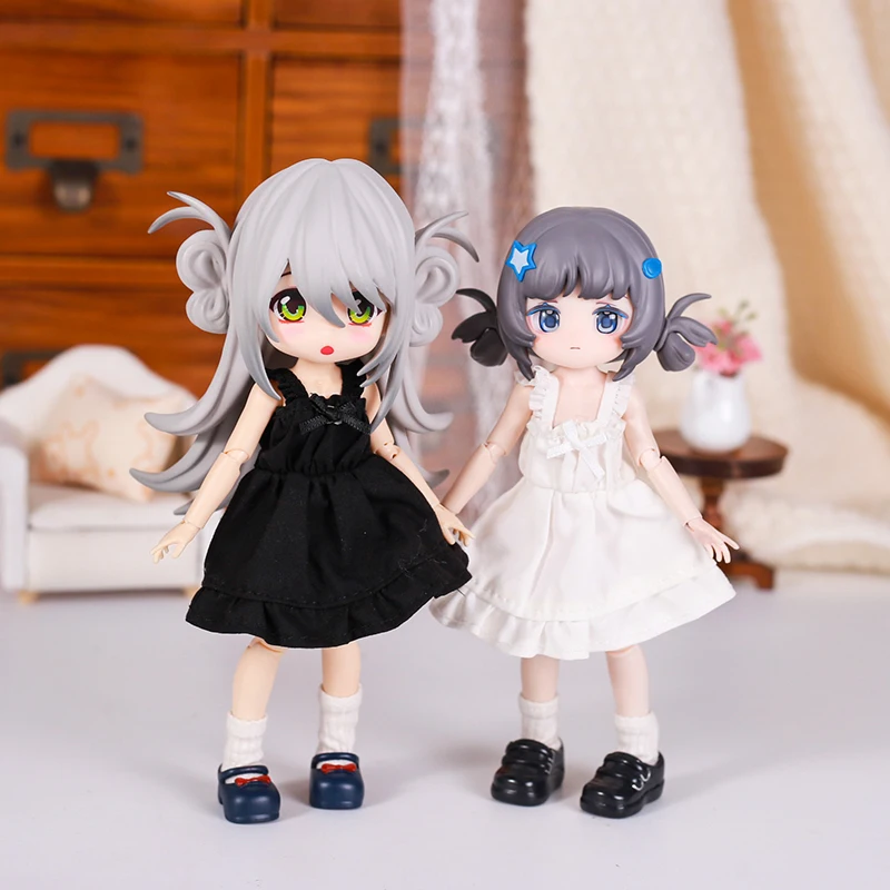 NEW Ob11 Clothes Solid Color Simple Casual Nightgown Suspender Dress 4 Colors For 1/12 BJD Doll Clothing Accessory