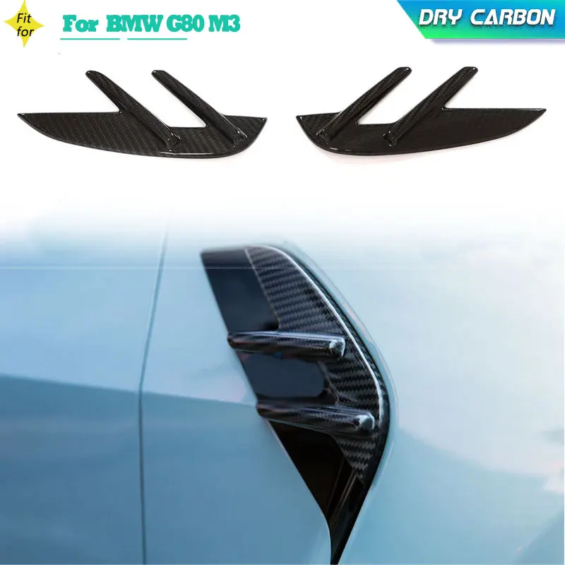 

Prepreg Dry Carbon Car Side Fender Air Vent Trim Cover for BMW G80 M3 Sedan 4-Door 2021 2022 Racing Fender Fins Trims Body Kits