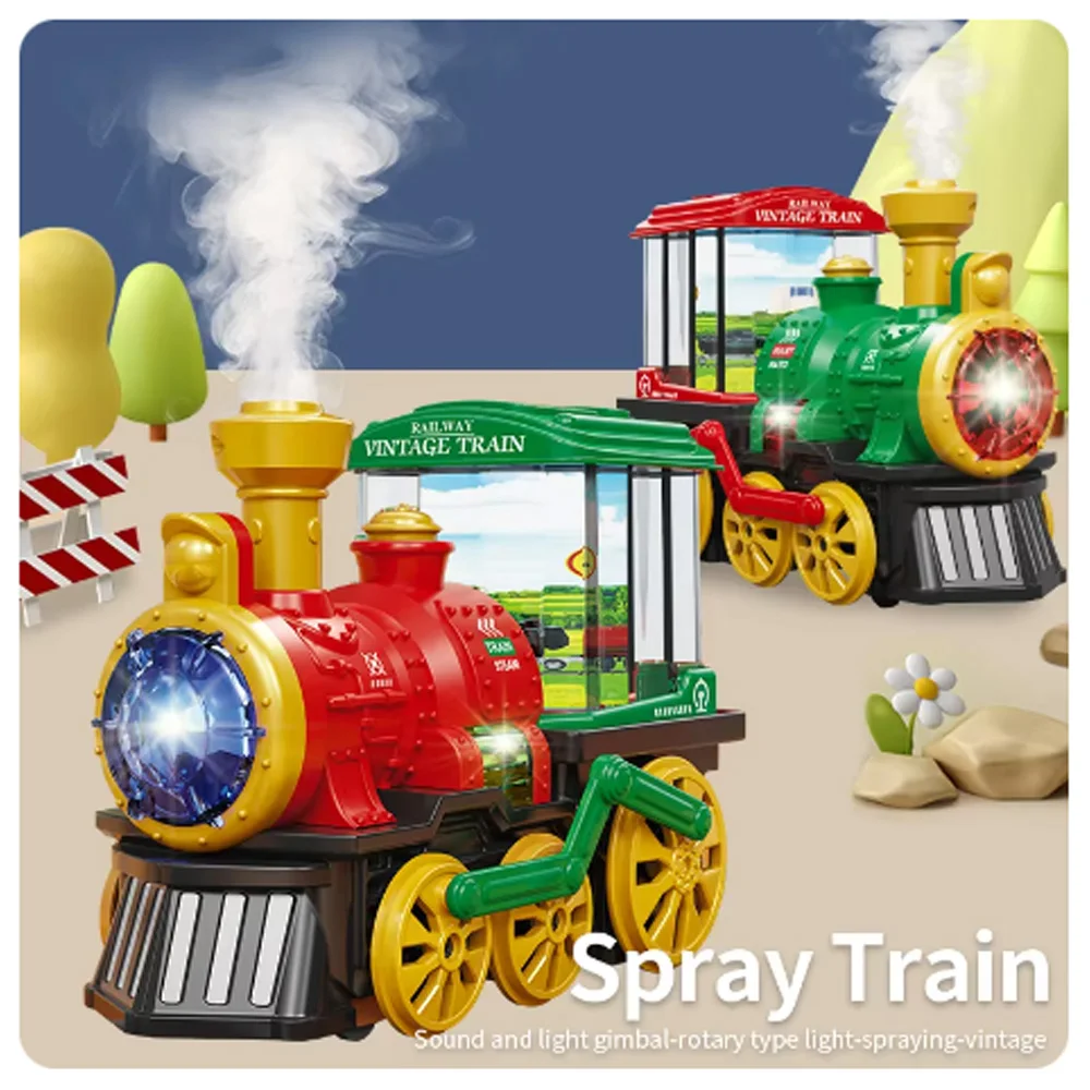 

Электрический паровоз, игрушка в стиле ретро, паровоз, столкновение, автомобиль, дым, свет и звук, универсальные колеса, Рождественский поезд, детский подарок