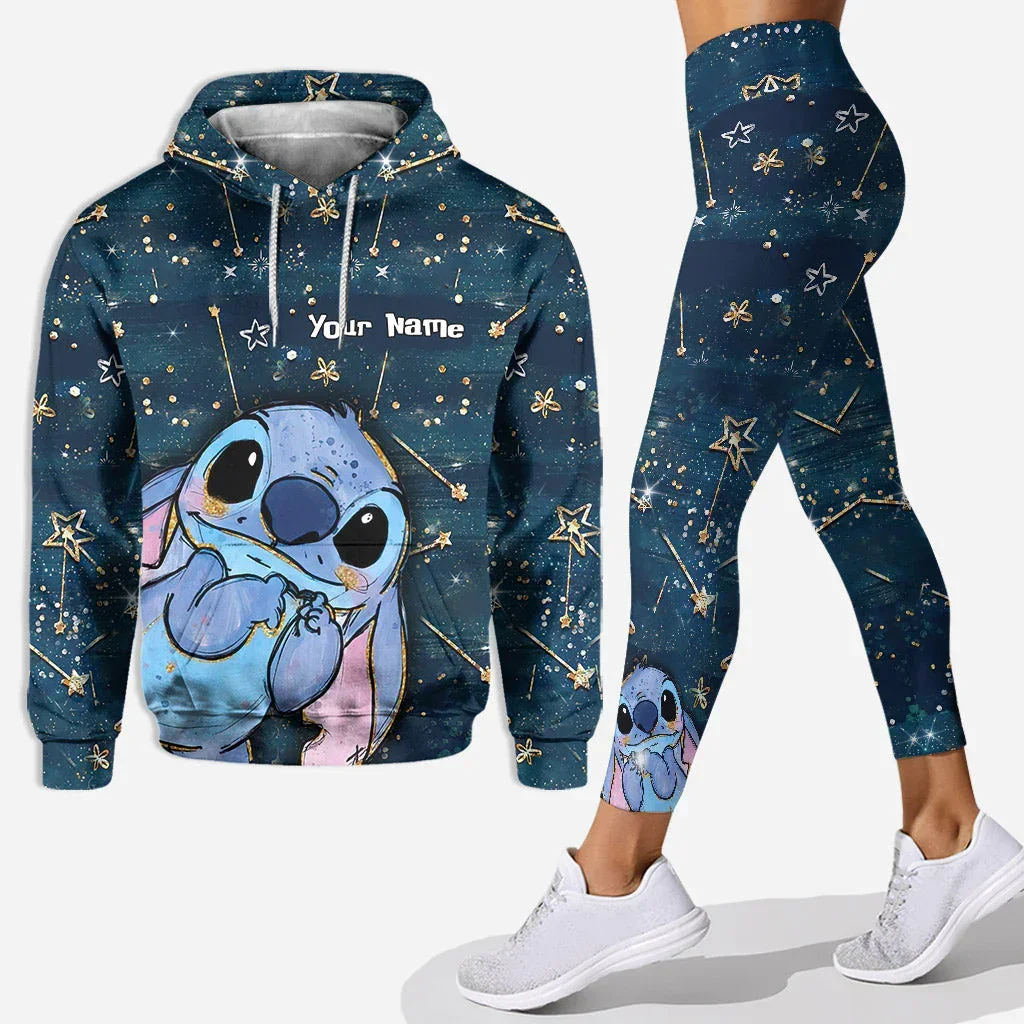 2024 3D-gedruckter individueller Stitch Hoodie Damen Hoodie Set Yogahose Damen Sporthose Disney Yoga Leggings Mode Sportbekleidung