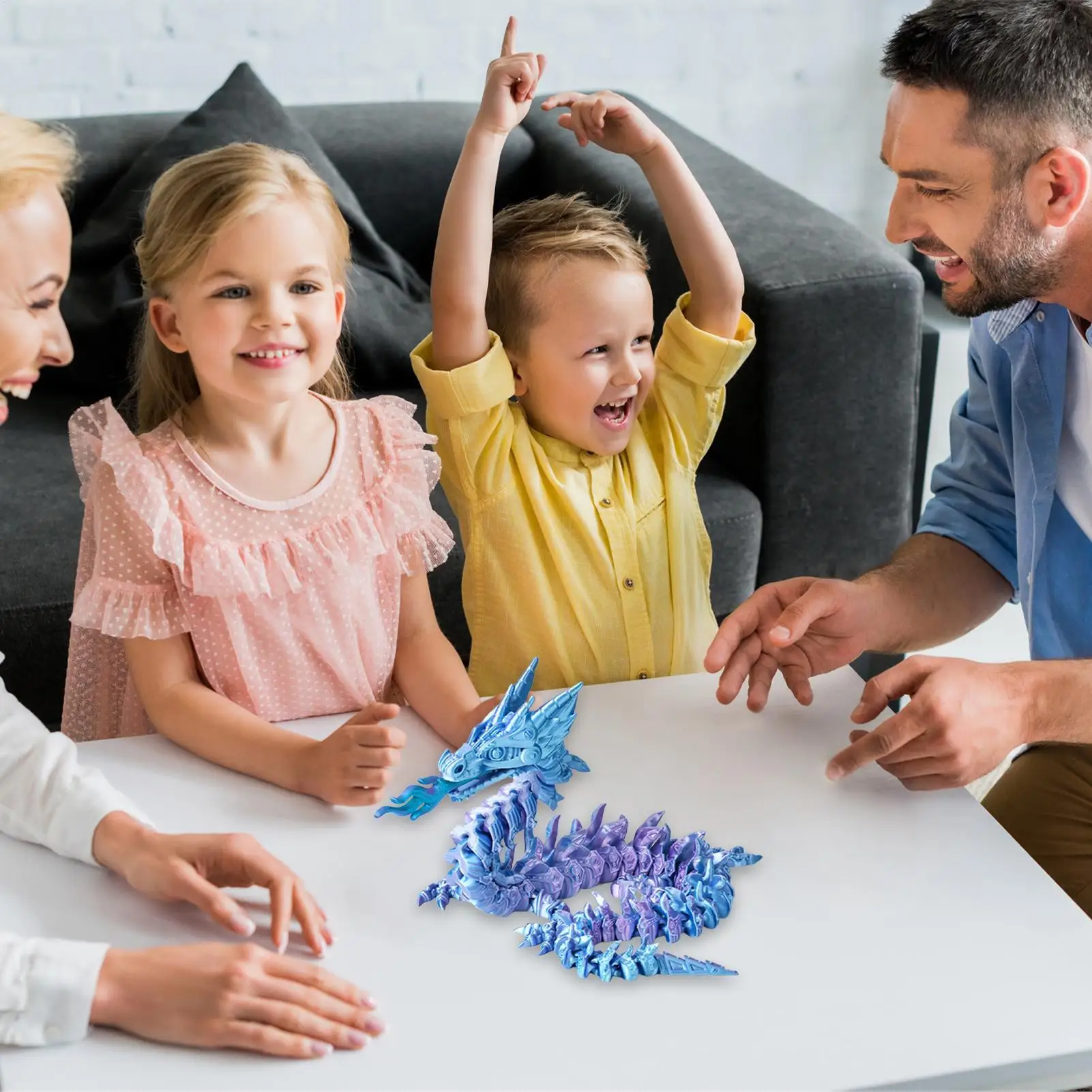 

3D Printed Dragon Flexible Movement Articulated Toy Sensory Collectible 3D Fire Dragon Statue For Desk Bookshelf Room Display