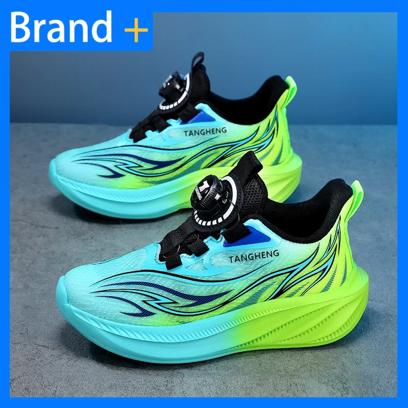 

Childrens Sports Shoes New Training Cushioned Durable Tennis Shoes Boys Girls Comfortable Rotating Button School Casual Sneakers