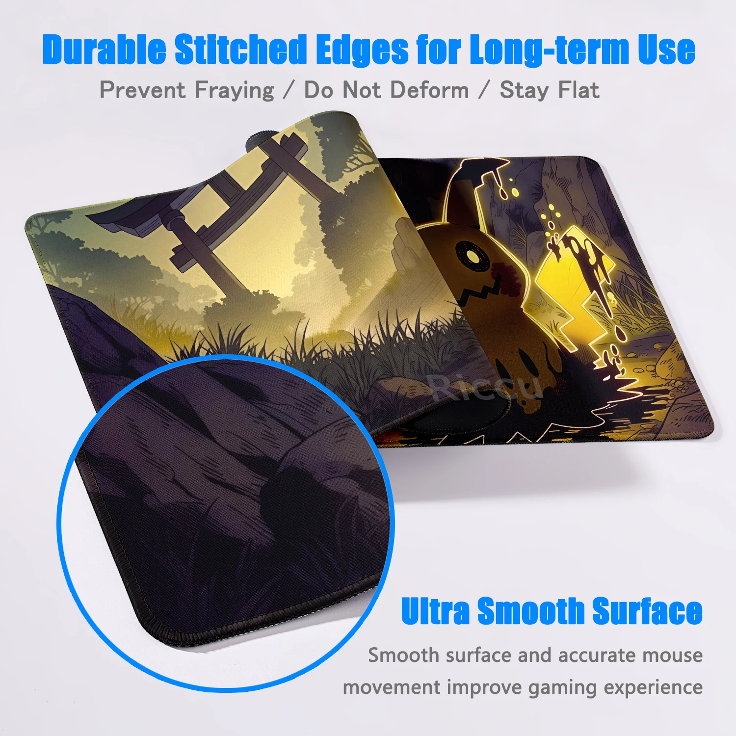 Gaming Mouse Pads Large Gamer Keyboard Pokemon Mimikyu Pattern Aesthetics Desk Mats Anime Gaming Non-slip PC Rubber Table Carpet view 4