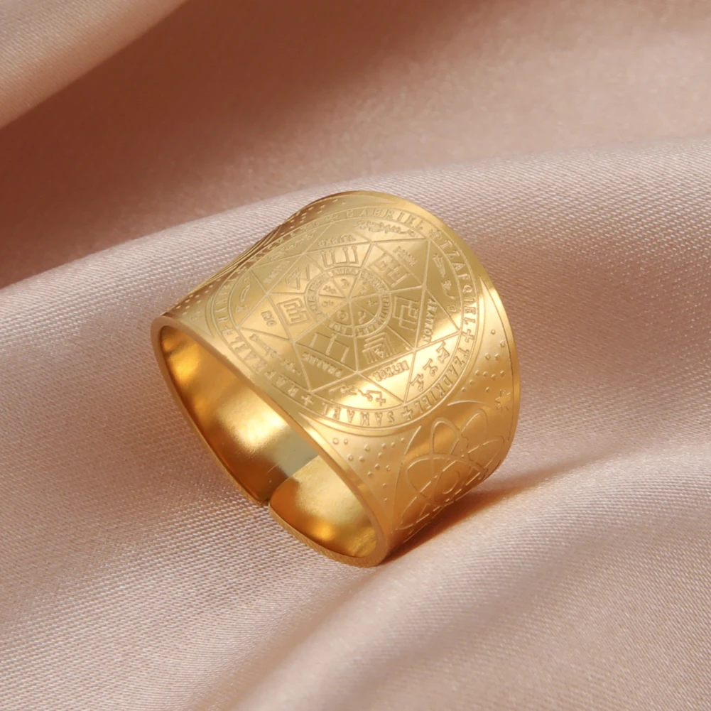 Dawapara Siegel der sieben Erzengel Geheimnis des Universums Ring Edelstahl Salomon Kabbalah Schutz Amulett Talisman – Detail 7