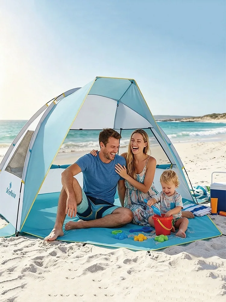 Blue Portable UV-Protective Beach Tent Sun Shelter