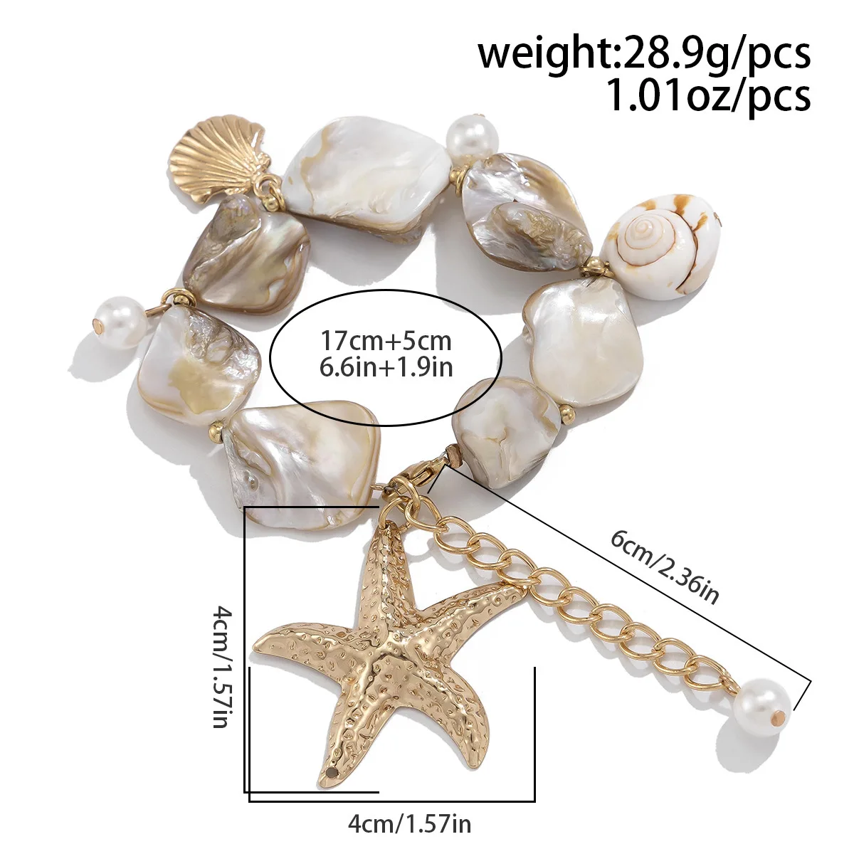 Bohemian Starfish Shell Conch Pendant Bracelet Women 2024 Simple and Creative Sweet Stone Beads Girls Fashion Holiday Jewelry