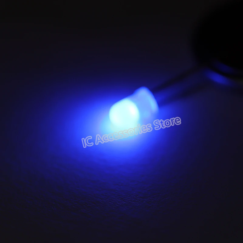 100pcs 3MM blue light LED light-emitting diode fog-like long pin F3 blue light frosted light pearl cube special