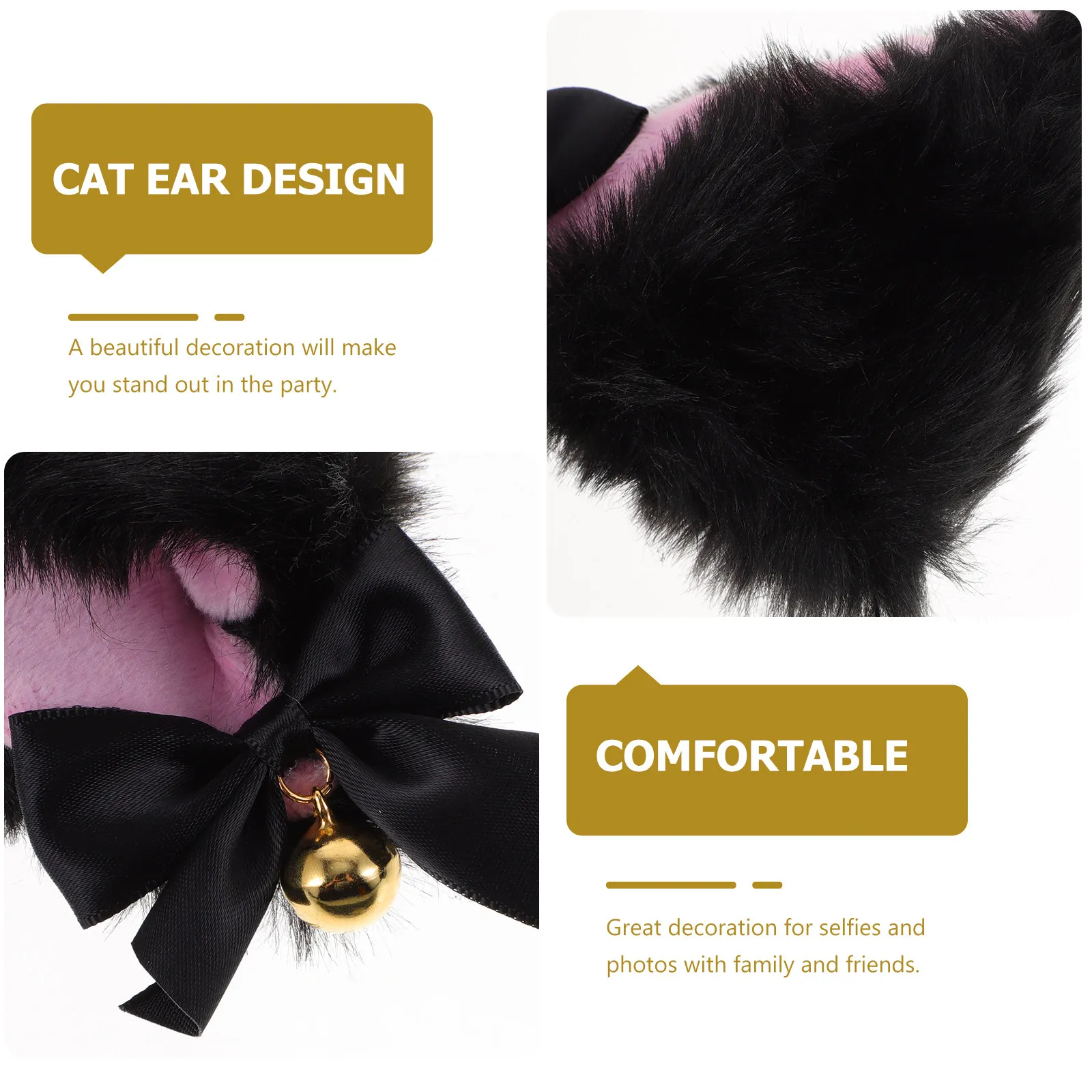 1Set Cat Ear Headband Tail Choker Set Animal Costume Accessory Party Cosplay Photo Prop Performance Supplies Animal Cosplay Prop