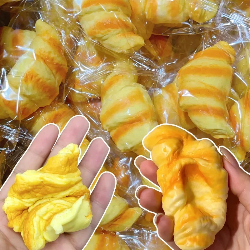 1 à 4 pièces de jouets anti-stress en forme de croissant moelleux, à remontée lente, collants, doux et créatifs, simulant du pain, cadeaux anti-anxiété.