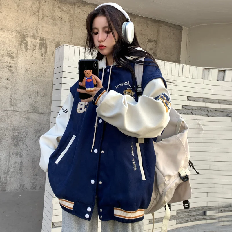 

Baseball Jackets Light Blue Womens Winter Protective Drop-Shoulder Three-Dimensional Multi-Pockets Nightclub Dryfit Anorak Party