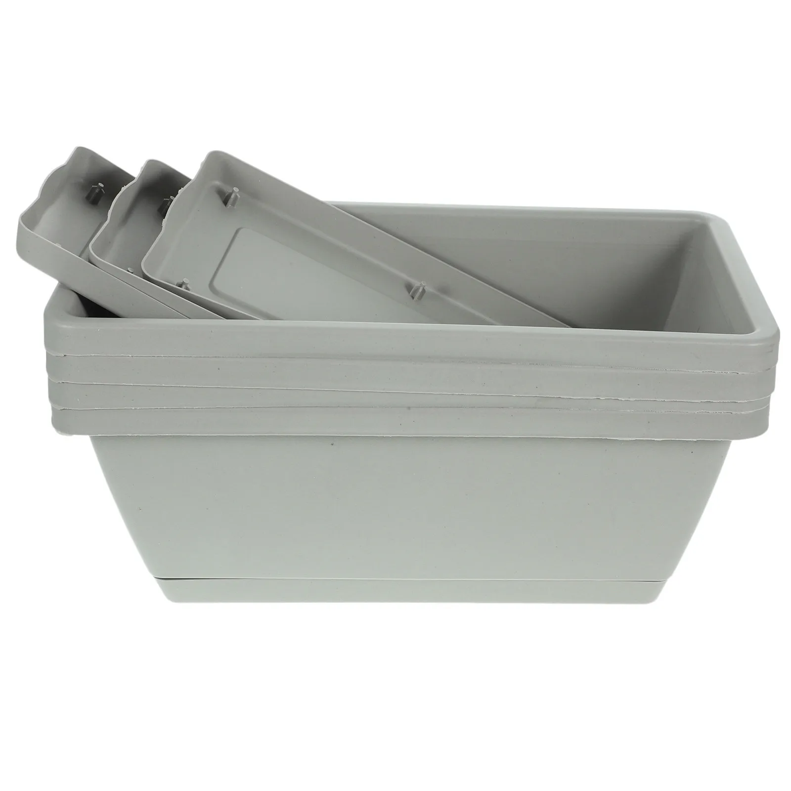 4Pcs Plastic Flower Pots Window Box Planters Reusable Rectangular Planter Boxes Ideal for Bonsai Succulent Cactus Planting