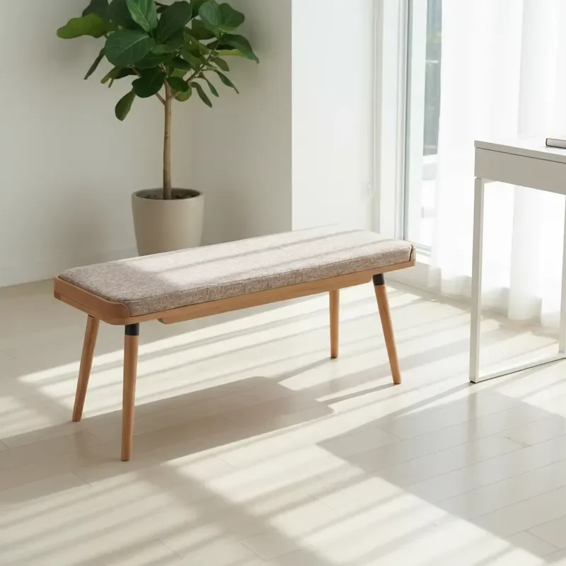 Modern Minimalist Oak Wood Bench for Bedroom Living Room Dining Area Solid Home Furniture Entryway Seating Sturdy Design