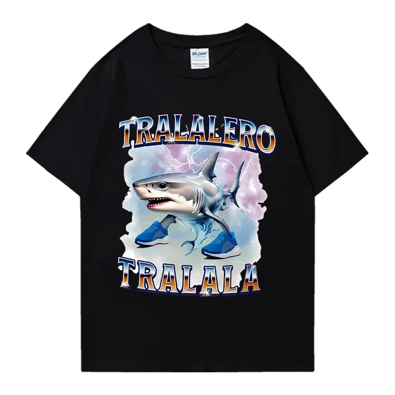 

Tralalero tralala italian brainrot meme NEW T-shirt Men Woman vintage short sleeve oversized Fashion cotton summer print clothes