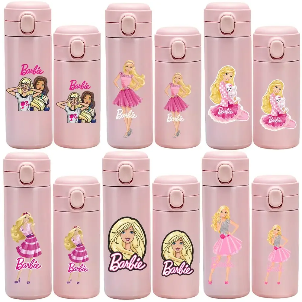 Cartoon Barbie Insulated Water Cup 304 Stainless Steel Thermos Cup Outdoor Portable Water Bottle Bouncing Lid Cups Gift 420Ml