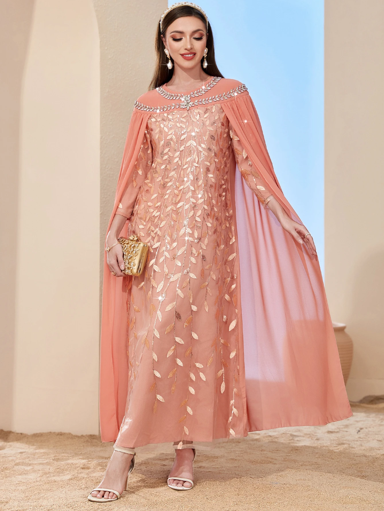 Eid Party Dress for Women Muslim Abaya with Cape Jalabiya Dress Muslim Long Abayas Maxi Robe Moroccan Caftan Party Vestidos 2023