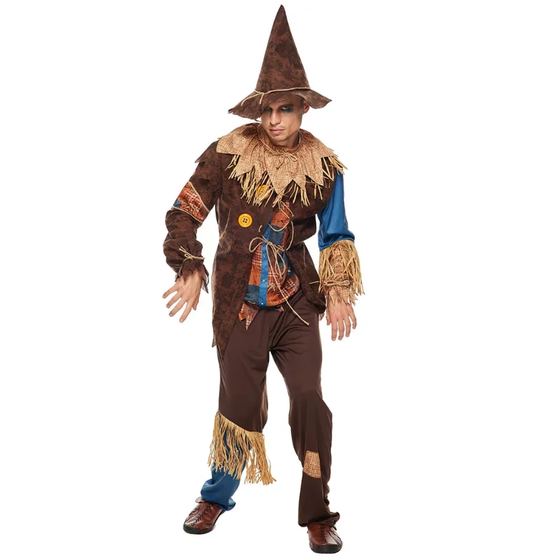 Costume d'Épouvantail Maléfique de Luxe pour Homme, Magicien en Paille Effrayant, Halloween, Carnaval de Pâques, Robe de Barrage de Pourim, PA9142